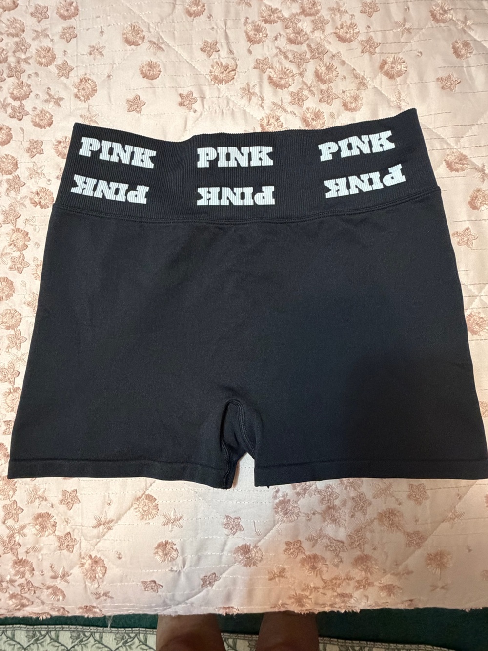 PINK Black High-Rise Elastic Waist Shorts
